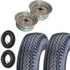 ECOVELO COMPATIBILE CON 2 PNEUMATICI 4.00-10 + CERCHI 10 ATTACCO FIAT + CAMERE D'ARIA PER RUOTE CARRELLO RIMORCHIO APPENDICE 4.00/4.50-10