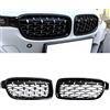 GSRECY Per F30 F31 2012-2018 Serie 3 318d 320d 330d 320i 328i 335i 335i xDrive Twin FIns Coppia griglia griglia paraurti anteriore Kindey (Diamond-Gloss Black)