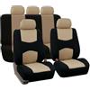 NOKRGQW Coprisedili Auto Coprisedili Per Auto Universali Adatti Per Coprisedili Per Auto 9 Pezzi Set Completo Di Protezioni Compatibile Con Airbag Nero Con Rosso Coprisedile Auto(Beige)