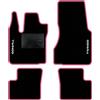 QUEMAR Tappetini Auto per Renault Twingo III, Bordo Rosa, 2 Ricami