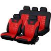 LiYaBaiHuo 9 Pezzi Coprisedili Auto per Dacia Sandero Stepway 3.Gen 2.Gen 2012-2016 2017 2018 2019 2020-2025, Set Copri-Sedile Fodere per Anteriori e Posteriori Antiscivolo Accessori, B/Red