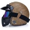 EBAYIN Casco vintage retrò Scooter Casco jet ciclomotore Casco mezzo casco in pelle 3/4 con visiera Casco aperto per uomo e donna Certificazione DOT ECE,T-M=(57~58cm)