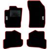 QUEMAR Tappetini Auto compatibili con Audi A1 8X 2010-2018/ Kit Tappeti Moquette e Gomma su Misura (Set 2 Anteriori + 2 Posteriori) / Ricami e Colori Personalizzati (Bordo Rosso, 2 Ricami)