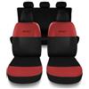 Susy Shop Set Coprisedili Compatibili Per Nuova 600, Design Sportivo,Set Fodere Auto Completo Anteriore e Posteriore Con Logo Ricamato MADE IN ITALY (Rosso/Nero, Con Logo)