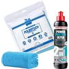 detailmate Set di lucidatura per la Cura Auto - Car Care: Menzerna 2in1: lucido polish+ sigillante Power Protect Ultra 2 in 1, 250 ml - lucentezza brillante + Panno Spesso Microfibra, 40x40cm, 550 GSM