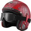 EBAYIN Casco vintage retrò Scooter Casco jet ciclomotore Casco mezzo casco in pelle 3/4 con visiera Casco aperto per uomo e donna Certificazione DOT ECE,E-XL=(61~62cm)