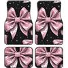 Mexpekil Tappetini per auto, universali, rosa, con fiocco a diamante, antiscivolo, accessori per auto, camion, SUV, set da 4 pezzi