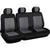 J/J Coprisedili Auto Universali per Furgoni 3 Posti Coprisedili Auto Anteriore 2+1 Compatibile Con Airbag Grigio Nero Stampa Pneumatico