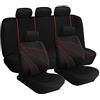 Lupex Shop Coprisedili universali in poliestere adattabili a tutte le auto con sedili standard - con 2 zip sui schienali posteriori - modello G - Rosso