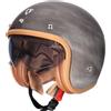 CRUIZER Casco Jet Moto Vintage con visiera sole color metallo grigio Omologato (M)