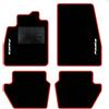 QUEMAR Tappetini Auto compatibili con Ford Fiesta MkVII 7 anche Hibrid dal 2017/Kit Tappeti Moquette e Gomma su Misura (Set 2 Anter.+2 Post.)/Ricami e Colori Personalizzati (2 Ricami, Bordo Rosso)