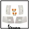 GSC RICAMBI SRL KIT 4 GEMMA GEMME PLASTICA PLASTICHE VETRINO FRECCIA ANTERIORI E POSTERIORI BIANCHE TRASPARENTI COMPLETO DI LAMPADINE PER VESPA PX 125 150 200 - VESPA ARCOBALENO - VESPA LML.