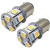 Ruiandsion - Lampadine a LED BA15D, 6 - 30 V, luce bianca calda, super luminosa, 5050 9SMD, luci di retromarcia, luci di retromarcia