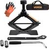 Verda Cric da 2000 kg, 104-425 mm, chiave per dadi + chiave a cricchetto + custodia, cric per auto, piastra in acciaio ingrandita, cric portatile per auto SUV MPV (SN4570)