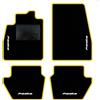 QUEMAR Tappetini Auto compatibili con Ford Fiesta MkVII 7 anche Hibrid dal 2017/Kit Tappeti Moquette e Gomma su Misura (Set 2 Anter.+2 Post.)/Ricami e Colori Personalizzati (4 Ricami, Bordo Giallo)