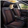 ZUKPHBWYWK Copri-Sedile Coprisedili per auto in bambù in pelle Tappetino Cuscino per sedile in perline di legno Summer Cool traspirante。 Coprisedili Auto(Nero,2 x Seat Covers)
