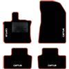 QUEMAR Tappetini Auto compatibili con Renault Captur II dal 2020 anche E-Tech Plug-in Hybrid/Kit Tappeti Moquette e Gomma su Misura (Set 4pz)/ Ricami e Colori Personalizz. (Bordo Rosso, 4 Ricami)