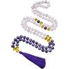 INFINITY GEMS Collana di perle di Mala di ametista naturale AAA, citrino e quarzo rosa-108 Collana di preghiera annodata di Mala Collana di equilibrio energetico Guarigione Nappa Japa Mala