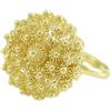 Generico Anello Fede Sarda in Argento 925, Filigrana Fiore Tondo a Nido d'Ape Dorata, 17 mm