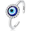 NewL Anello con occhio malvagio in argento Sterling 925 con diavolo blu aperto anelli regolabili per anello da donna, Argento sterling