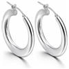 PERORNO Orecchini a cerchio ovali in argento 925, design piatto, lucidati a mano, eleganti e alla moda, 28 mm, Madreperla