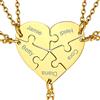 GoldChic JEWELRY Collana Puzzle 5 Pezzi Collane Personalizzate Personalizzate In Oro, Pezzo Di Puzzle Del Cuore Abbinato Per Il Regalo BFF Del Migliore Amico Di Famiglia Collana Oro Donna