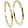 Never say Never Orecchini a cerchio grandi in oro giallo 18 carati, 2,5 mm di larghezza e 4,5 cm di diametro esterno, peso: 3,65 g di oro 18 carati, chiusura facile click.