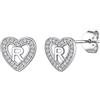 Suplight Orecchini Donna Argento 925 a Cuore Orecchini Lettera da A-Z Orecchini Iniziale del Nome Orecchini con Zirconia Regalo Donna Ragazza