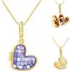 Lam Hub Fong Collana Medaglione a Cuore per Donna Ciondolo Portafoto Personalizzato Catena Regolabile Regali per San Valentino, Compleanni, Festa della mamma, Natale (Viola)