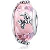 Yashuo Ciondolo in vetro di Murano e argento Sterling per braccialetti Pandora e Argento, colore: Perline di vetro rosa., cod. C1154