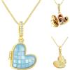 Lam Hub Fong Collana Medaglione a Cuore per Donna Ciondolo Portafoto Personalizzato Catena Regolabile Regali per San Valentino, Compleanni, Festa della mamma, Natale (Blu)