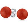 Bling Jewelry Orecchini A Perno Rotondi In Corallo Rosso Naturale Tinti Per Donne Argento Sterling .925 Diametro 6MM
