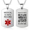 Theluckytag QR Code Medical Alert Collana Uomini Donne Bambini - 19 '' collana ID medico in acciaio inossidabile - Più spazio Informazioni mediche personalizzate