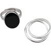 Sumpgle Anello piatto rotondo nero con croce per donne, design indie ispirato, gioielli minimalisti, anello per indice, accessori alla moda, Regolabile