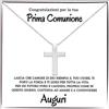 Bramart Collana a Croce Argento Oro Prima Comunione, Bambino Regalo per lui Ragazzo compleanno natale - Cofanetto con DEDICA incluso (Prima Comunione - M1)