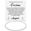 Bramart Bracciale Tennis Cresima Donna con Pietre di Zirconia Cubica per lei Idea regalo Compleanno Finitura in Oro Bianco Argento 925 Natale - Cofanetto con DEDICA incluso. (Cresima - Donna Bracciale)