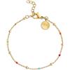 SINGULARU - Bracciale Dots L Colors. Acciaio con Finitura Placcata Oro 18Kt con Motivo Perline Colorate. Catena Fine con Lunghezza di 16 cm + 3 cm di Estensione. Gioielli da Donna