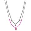 Brosway Collana del brand collezione Symphonia. Collana doppio filo in acciaio con smalto fucsia, cristalli rose e light rose. La referenza è bym113.