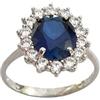 Gioielleria Bucci ANELLO KATE IN ORO BIANCO 18 KT CON ZIRCONE BLU ZAFFIRO E BIANCHI