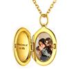 ChicSilver Collana Personalizzata Argento 925 con Foto Incisione, Ciondolo Portafoto Personalizzato Oro Lunga 55+5cm, Collana Tondo Ciondolo Personalizzato, Idee Regalo per Natale Anniversario