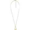 Fossil Collana da donna in acciaio inossidabile con chiusura a moschettone e pendente ovale, Tono oro