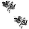 Argenteria MB Orecchini a Bottoncino a Forma di Trinacria Simbolo della Sicilia, realizzati in Argento Sterling 925 Brunito Argento