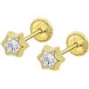 TIME ROAD Orecchini Bebè Bambina in Oro 9K HIN00199/4 - Stella 4 mm - Chiusura a Vite Sicura - 3-24 mesi - Ideale per Nascita, Battesimo o Compleanno