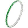 amorili Bracciale Tennis Donna in Argento 925 - Elastico Facile da Indossare - Zirconi Vari Colori 3 mm - Braccialetto Elegante Regolabile Idea Regalo Donna (verde)