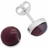 mantraroma orecchini a bottone in argento 925 con pietra preziosa granato rosso, orecchini a bottone in vero argento sterling da donna, regalo