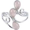 mantraroma Anello in argento 925 da donna con quarzo rosa, pietra preziosa rosa insolita e giocosa