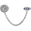 Magic Charms Ciondoli con catena di sicurezza in oro malocchio per braccialetto in argento sterling 925 placcato perline distanziatrici con zirconi scintillanti per regali di compleanno