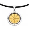 Gioielli Aurum - Collana Rosa dei Venti Uomo Donna in Argento 925, Girocollo con Cordino Nero e Ciondolo Bussola, Gioiello Unisex Simbolo Viaggio