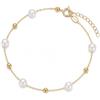 Hello Diamond Bracciale da donna con perle d'acqua dolce naturali 6 mm, oro giallo 18 carati, lunghezza catena 18 cm, gioiello certificato IGI