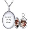 SILVERCUTE Collana con Foto Personalizzata Argento 925 Collana Donna Argento 925 Portafoto Ovale Classico Ciondolo con 2 Foto Personalizzata+ Incisione con Confezione Regalo per Donna Mamma Amica